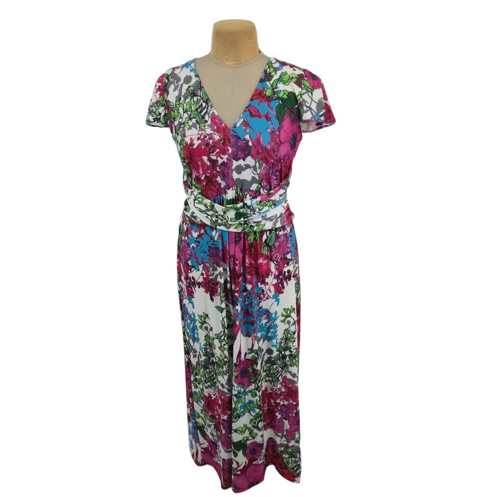 Am by Amelia Maxi Dress L Floral Casual Summer Colorful Garden Party Art to Wear